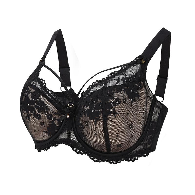 Sexy Spitzen-BHs für Frauen, Push-up-BH, Übergröße, Bügel-Büstenhalter, intime Damen-Dessous, 34 bis 52 38D black