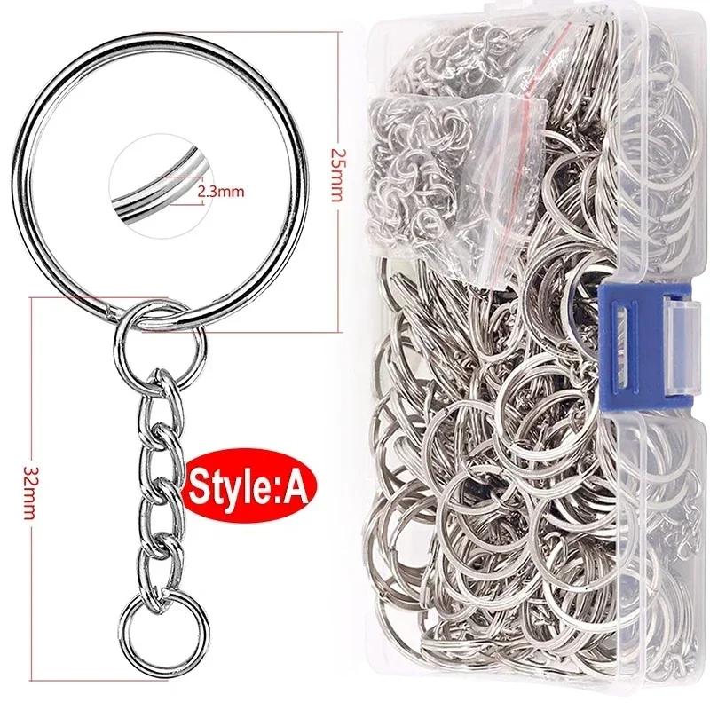 Metallrohling Schlüsselanhänger Spaltringe Schlüsselanhänger Schlüsselanhänger Karabinerverschluss Schlüsselanhänger Ring Edelstahlringe 50PCS