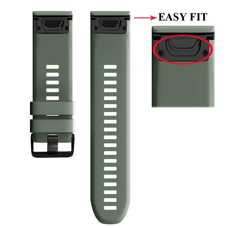 20mm 22mm 26mm Smart Watch Band Straps Für Garmin Fenix ​​6 6pro 6X 5X 5 5plus 3 3HR Forerunner 935 945 Quick Release Strap Silikon Armband 22mm dunkelgrüne