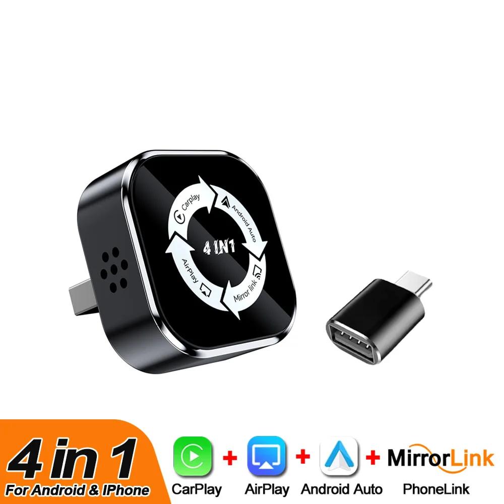 4-in-1 Kabellose Carplay Airplay Box für iPhone, Smartphone Spiegelung & Android Auto AI Box für Android Telefon für OEM Auto-Systembildschirm