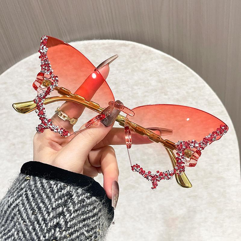 1 Stück Schmetterling Sonnenbrille Sonnenbrille Herren Hochwertiges Gefühl Damen Gesicht Klein Sonnenschutz Party Tanz Styling Brille orange