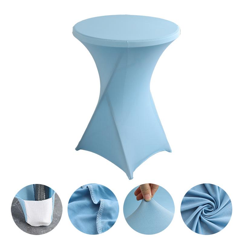 Höhe Stretch Runde Tischdecke Cocktailtischhülle Spandex Tischdecke Bar Hotel Party Hochzeit Elastische Tischdecke Deko 5PCS-60*110cm himmelblaue