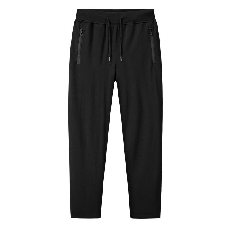 Herrenmode-Hose, große Hose aus reiner Baumwolle, gestrickte Jogginghose, dünn, lässig, Sport, Alltag, lockere lange Hose 6XL schwarz