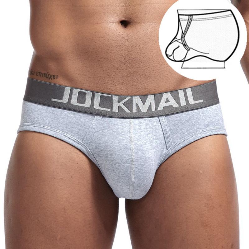 Slips JOCKMAIL Atmungsaktive, weiche Baumwolle Low Rise Herrenunterwäsche mit Größenverstellbarem Ring an der Innenseite Herrenmode-Sportslips XXL grau