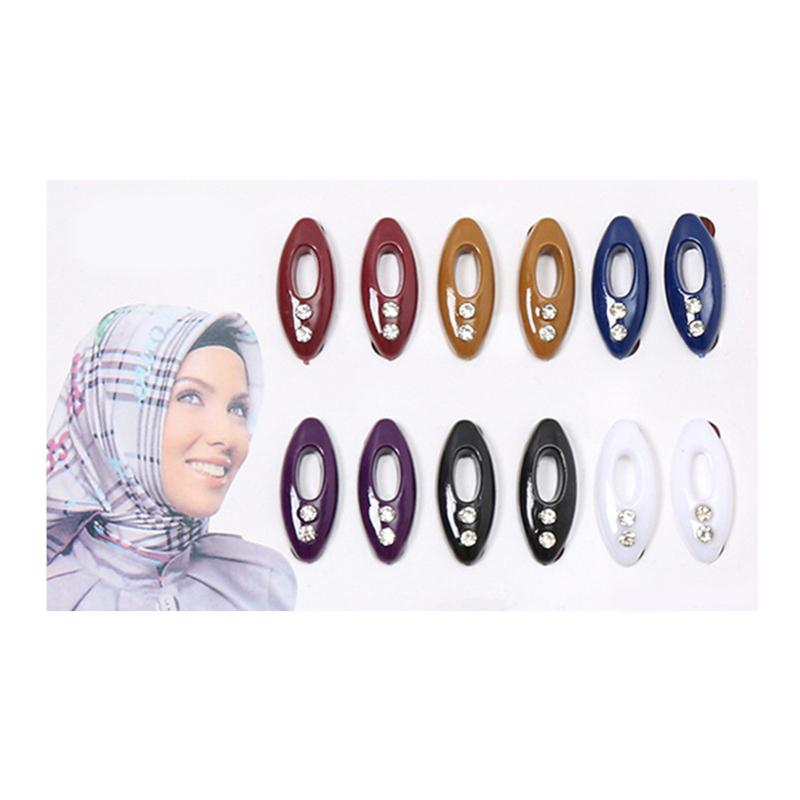 Hijab-Anstecknadel, 12 Stück, Kunststoff, muslimische Frauen, Hijab-Sari-Anstecknadeln, gemischte Farben, Sicherheitsnadeln, Schal-Clip, Brosche, tragbarer Schal-Clip 1