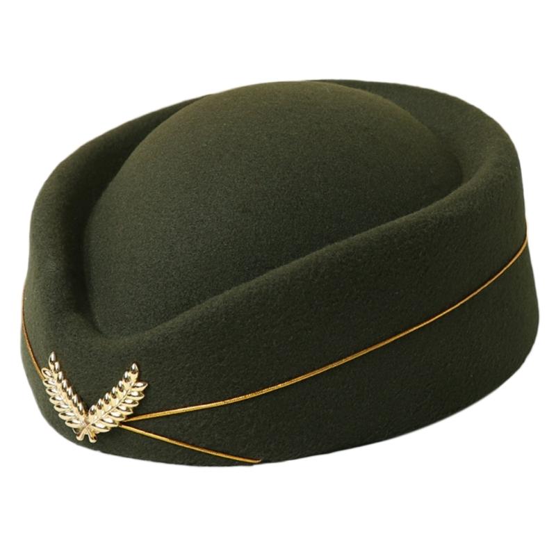 Stewardess-Hut, Stewardessen-Hut, Baskenmütze, Partygeschenke, Hüte, formelle Uniform, Kappen, Zubehör für Frauen, Party, Cosplay armee grüne