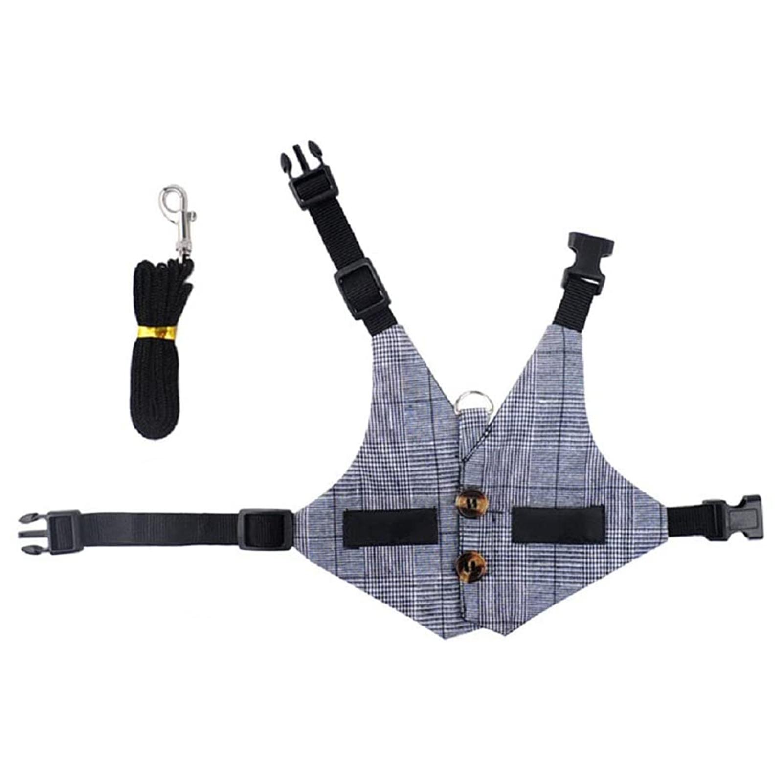 Modischer, bequemer Kaninchenanzug, Geschirr und Leine, süßes Häschenwesten-Geschirr und Leine mit Knopf S grau