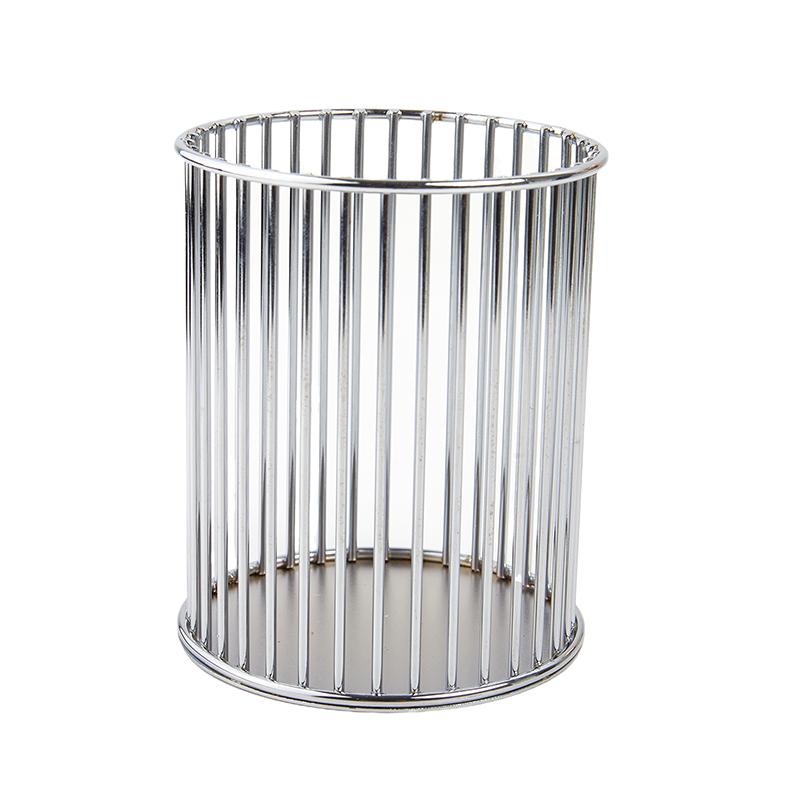 Nordischer durchbrochener Make-up-Pinselhalter Organizer Zylindrischer praktischer Stifthalter Tragbarer Kosmetik-Organizer Eimer silber
