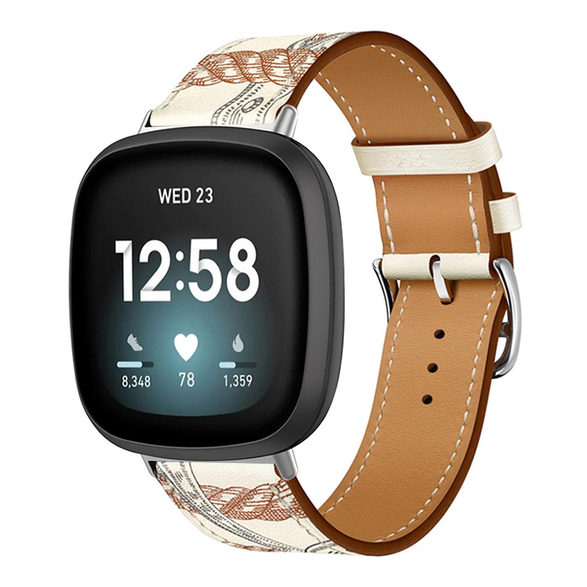 Echtes Lederarmband für Fitbit Versa 4 3 Versa Lite Armband Smartwatch Armband für Fitbit Sense 2/1/Versa 2 1 Correa Uhrenarmband Dornschließe For Fibit Versa 4