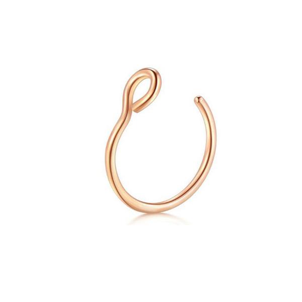 Kleiner dünner U-förmiger gefälschter Nasenring Goldfarbener Nasenring Piercings Mode einfacher Nasenring Unisex-Schmuck Geschenke rosa