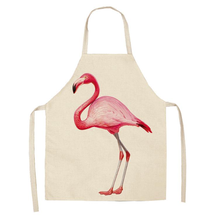 Flamingo Blatt Rosa Muster Baumwoll-Leinen Schürzen Hauskochen Backen Café Reinigungsschürzen Küchenzubehör 55*68cm 38X47cm(15X19in)