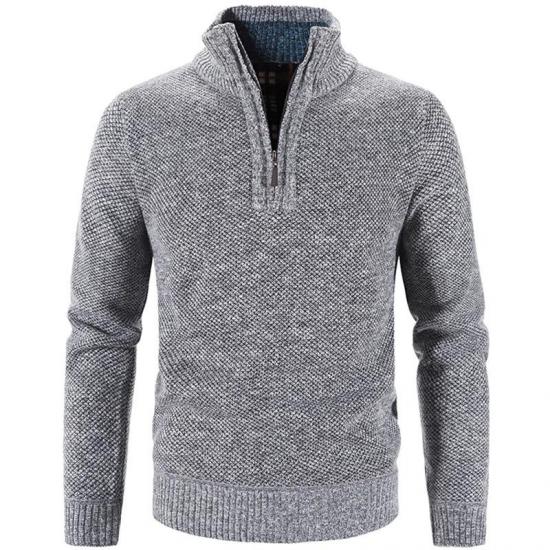 2024 Winter herren Fleece Dicker Pullover Halb Zipper Rollkragen Warme Pullover Qualität Männlich Dünne Gestrickte Wolle Pullover 3Xl XXXL licht grau