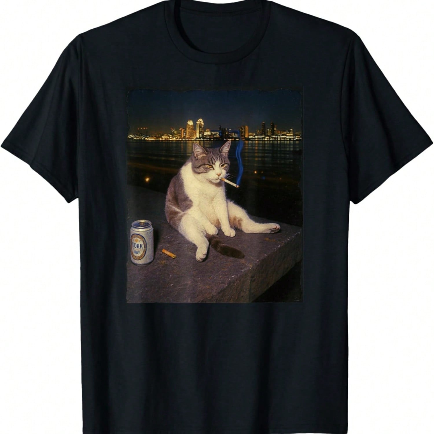 Lustige rauchende Katze Zigaretten Kätzchen Gen Z Meme Katzenliebhaber T-Shirt(1) M bunt