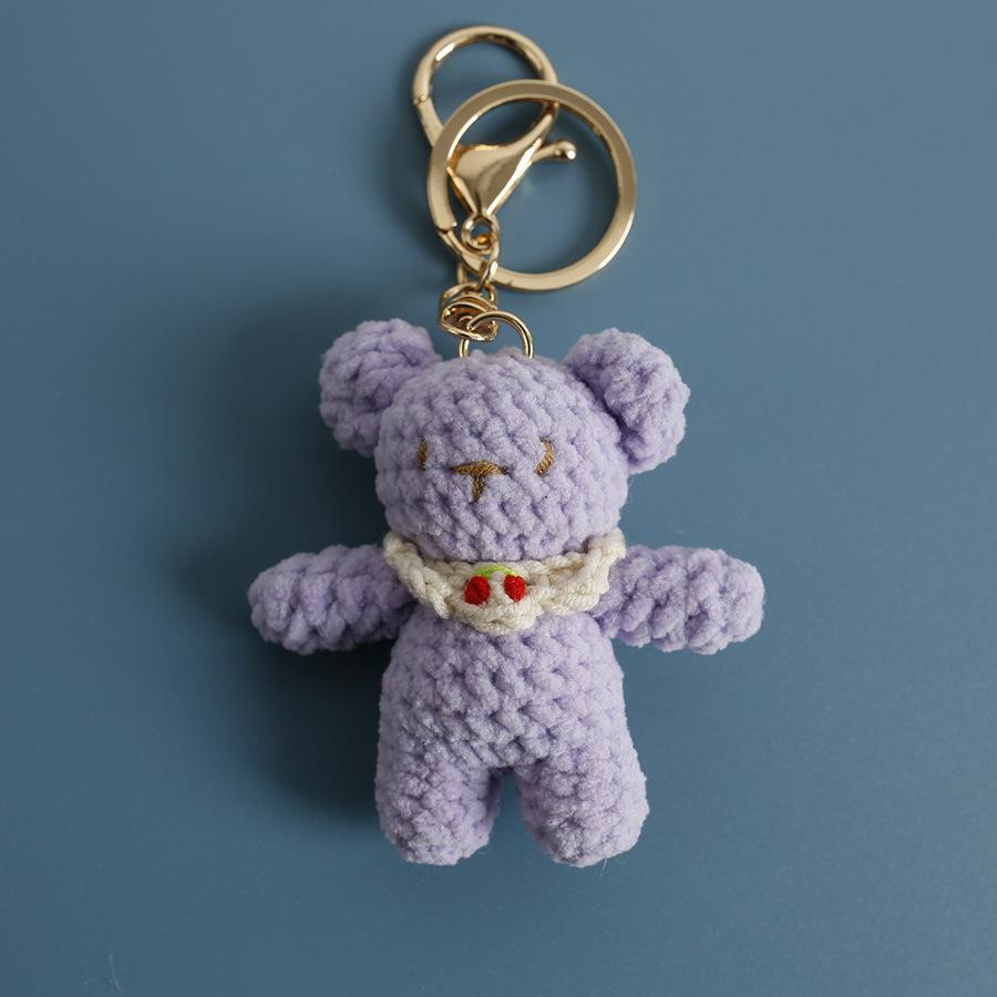 Niedlicher kleiner Bär Puppen Schlüsselanhänger Für Paar Geschenke Handgemacht Häkeln Cartoon Bär Schlüsselanhänger Stricken Tierpuppe Personalisierte Accessoires gray