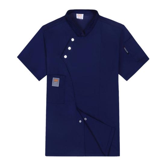Catering-Uniform, schicke Kurzarm-Küchenkleidung, Kellnerhemd, Unisex, atmungsaktiv, Kellnerhemd, Chef-Uniform, Küchenkleidung M navy blau