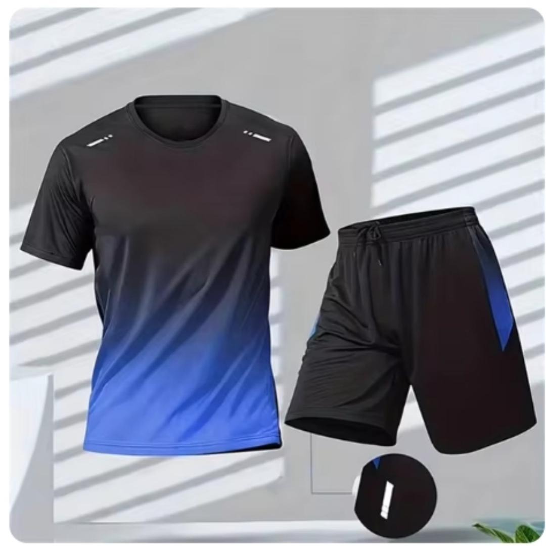 Herren Farbverlauf Anzug Atmungsaktiv Bequem Tennis Sport Lässig Outdoor Sportbekleidung Damen Badminton T-Shirt Locker Laufbekleidung 5XL