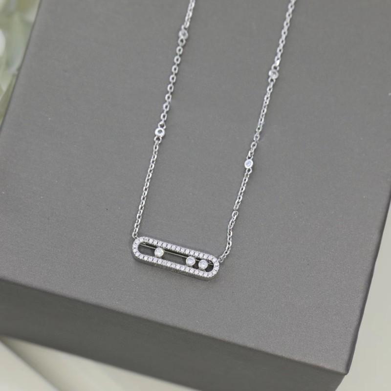 Frühling/Sommer Damen Große Diamant Schiebekette - Eleganter Voll-Diamant Anhänger Schlüsselbeinkette Geschenk weißgold
