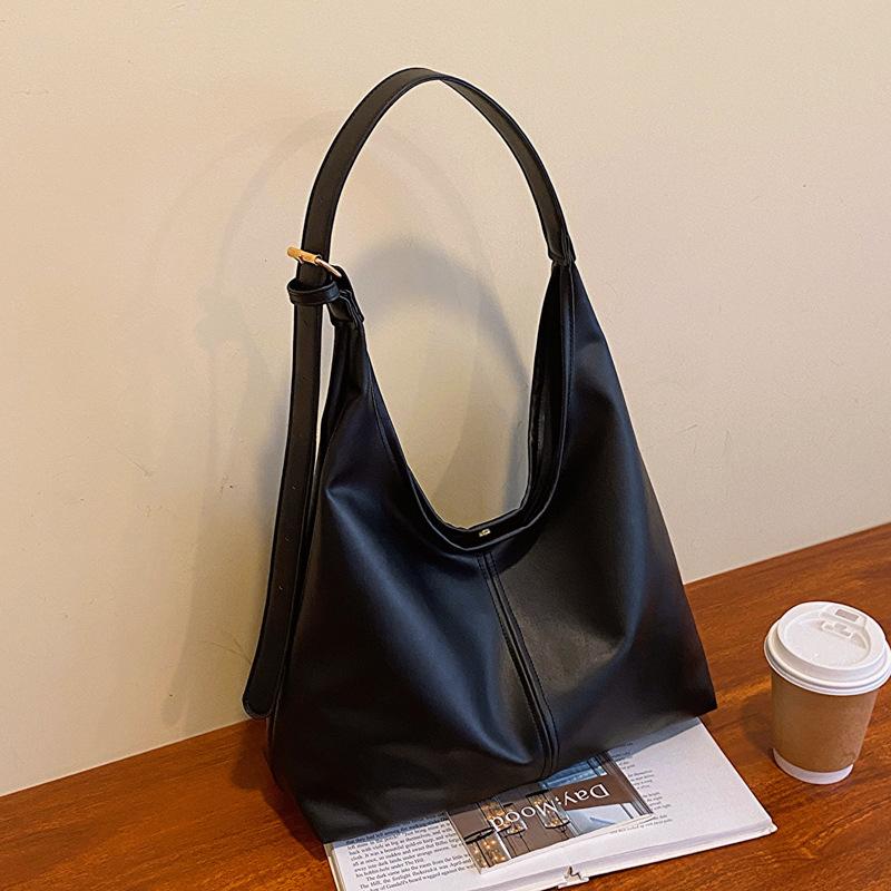 Neue Tragetasche Handfrachtbrief Schultertasche Damen Retro Einfach Große Tasche Tragetasche schwarz