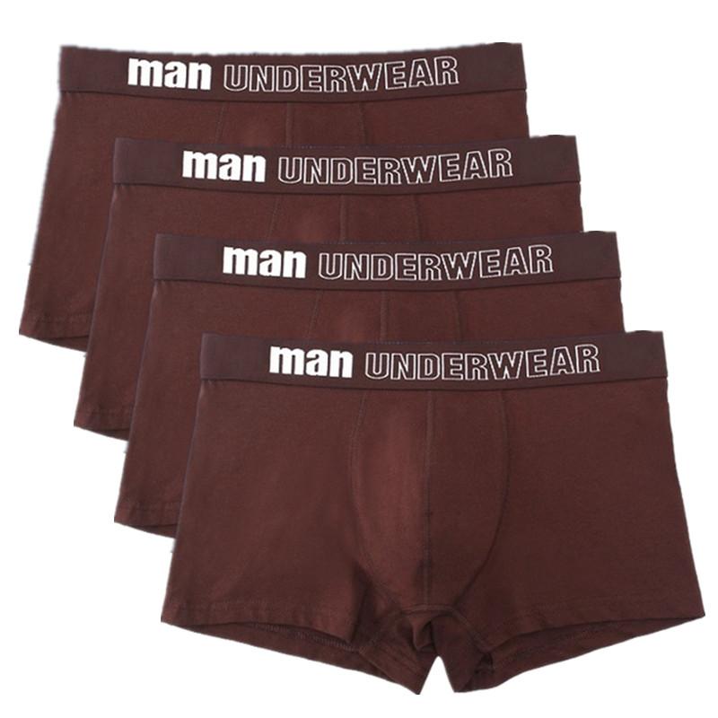 4 Stück Herrenunterwäsche aus Baumwolle, weiche Boxershorts, große Größe, hochwertige Unterhosen XL braun