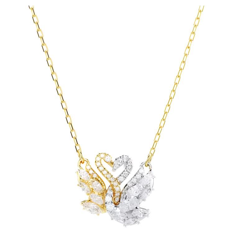 Swarovski Schwan Zweifarbig Anhänger Halskette Damen Halskette Gold Silber 5714934 Box+Shopping Bag