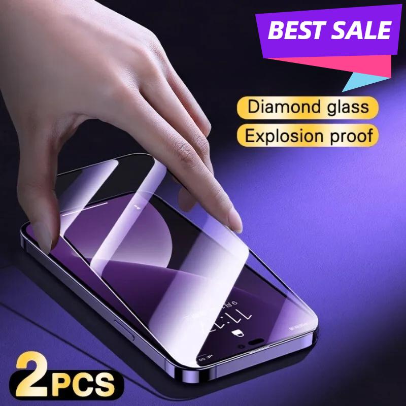 2 Stück Hochwertiger Displayschutz für iPhone 14 11 PRO MAX 12 13 Mini 15 Plus Panzerglas für iPhone XS XR XS Max 7 8Plus iPhone 12 mini reinfarbig