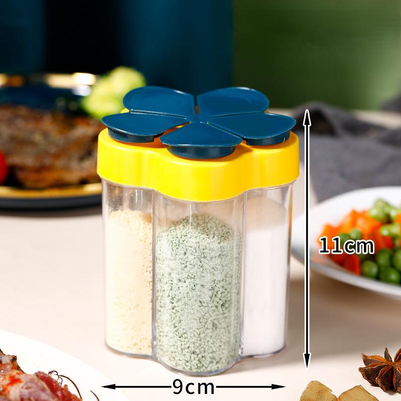 5-in-1-Kunststoffspender, Camping-Gewürzbehälter mit luftdichtem Deckel, Gewürzgewürzspender, Reise-Camping-Gewürzset blau