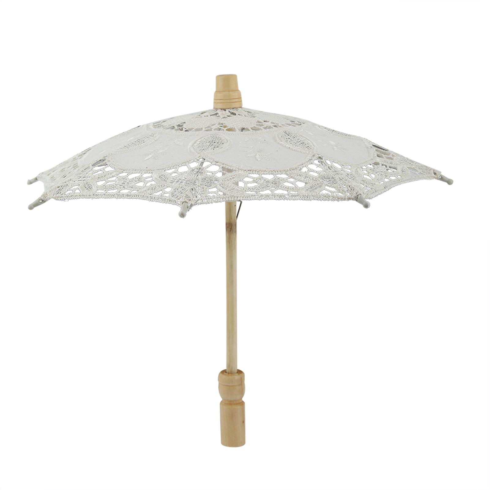 Braut Regenschirm Spitze Baumwolle Stickerei handgemachte Sonnenschirm Regenschirm Hochzeit Versorgung(beige)
