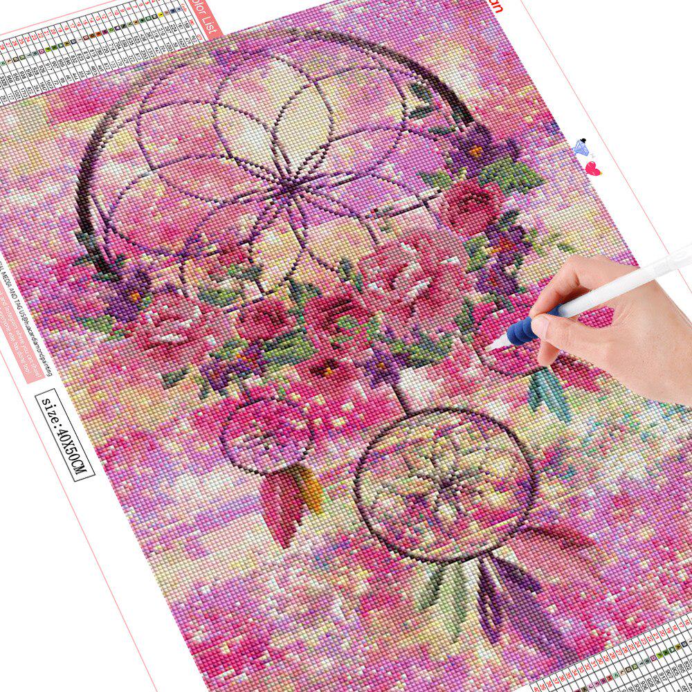 Vollrundes Diamant-Mosaik, Traumfänger, 5D-Diamant-Gemälde, Diamant-Stickerei 20X30