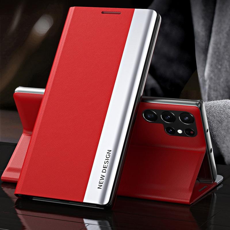 Flip-Cover Leder Handytasche für Samsung Galaxy S25 Ultra S24 FE S23 S22 Plus S21 A56 A36 A16 A55 A15 A35 A26 A14 A52 A12 A14 A54 5G Samsung S21 rot