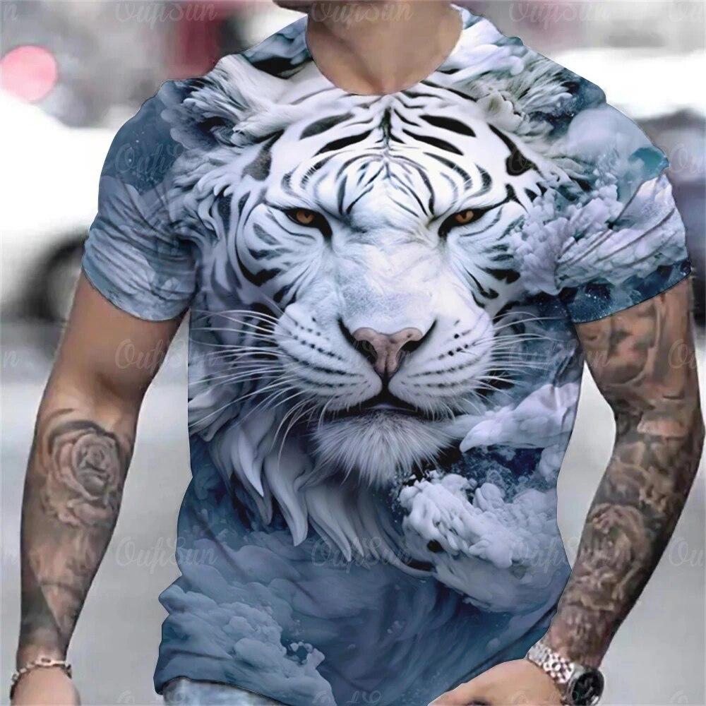 Tier T-Shirt Für Männer 3d Tiger Gedruckt Mode Männer Straße Designer Kurzarm Harajuku Sweatshirt Lose Übergroßen T Shirts 5XL