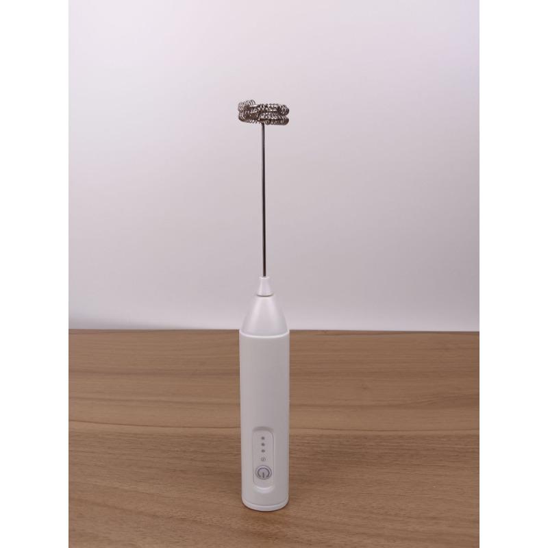 MINI-Milchaufschäumer, wiederaufladbar über USB, 3 Geschwindigkeiten, Schaumbereiter, Kaffee-Schneebesen-Mixer, elektrischer Griff, Mixer, Schneebesen, heiße Kochutensilien weiß