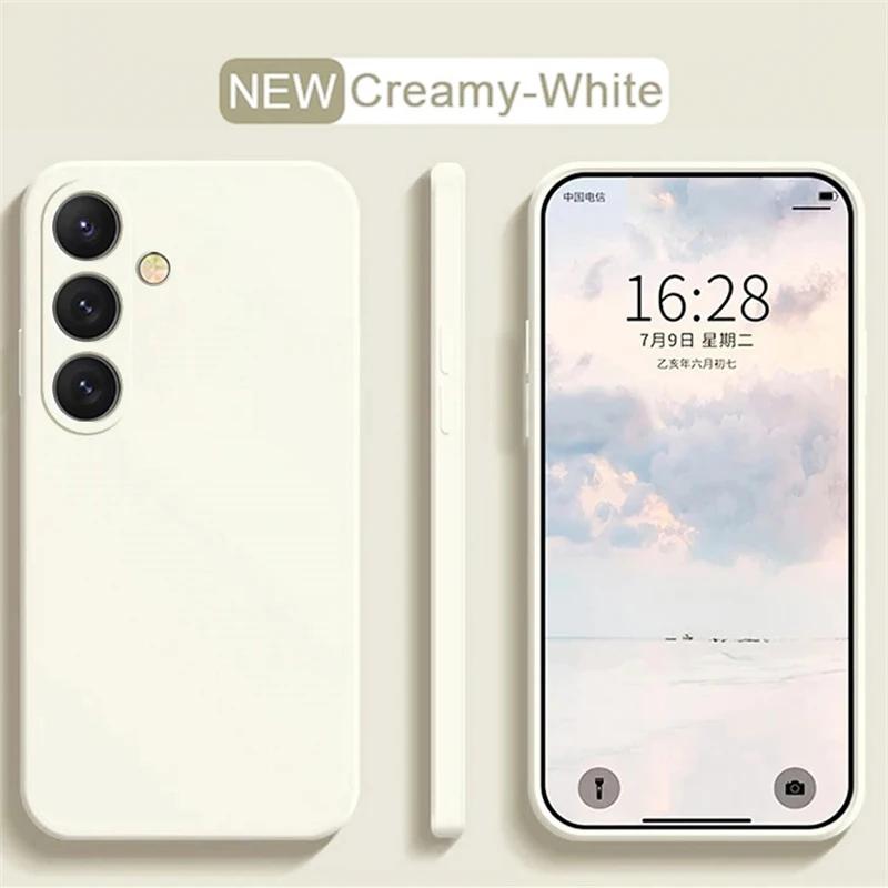 Flüssigsilikon Handyhülle für Samsung Galaxy S21 S22 S23 S24 S25 UItra Plus S23 S24 FE leicht farbenfroh Weiche Rückseite For Galaxy S21 FE weiß