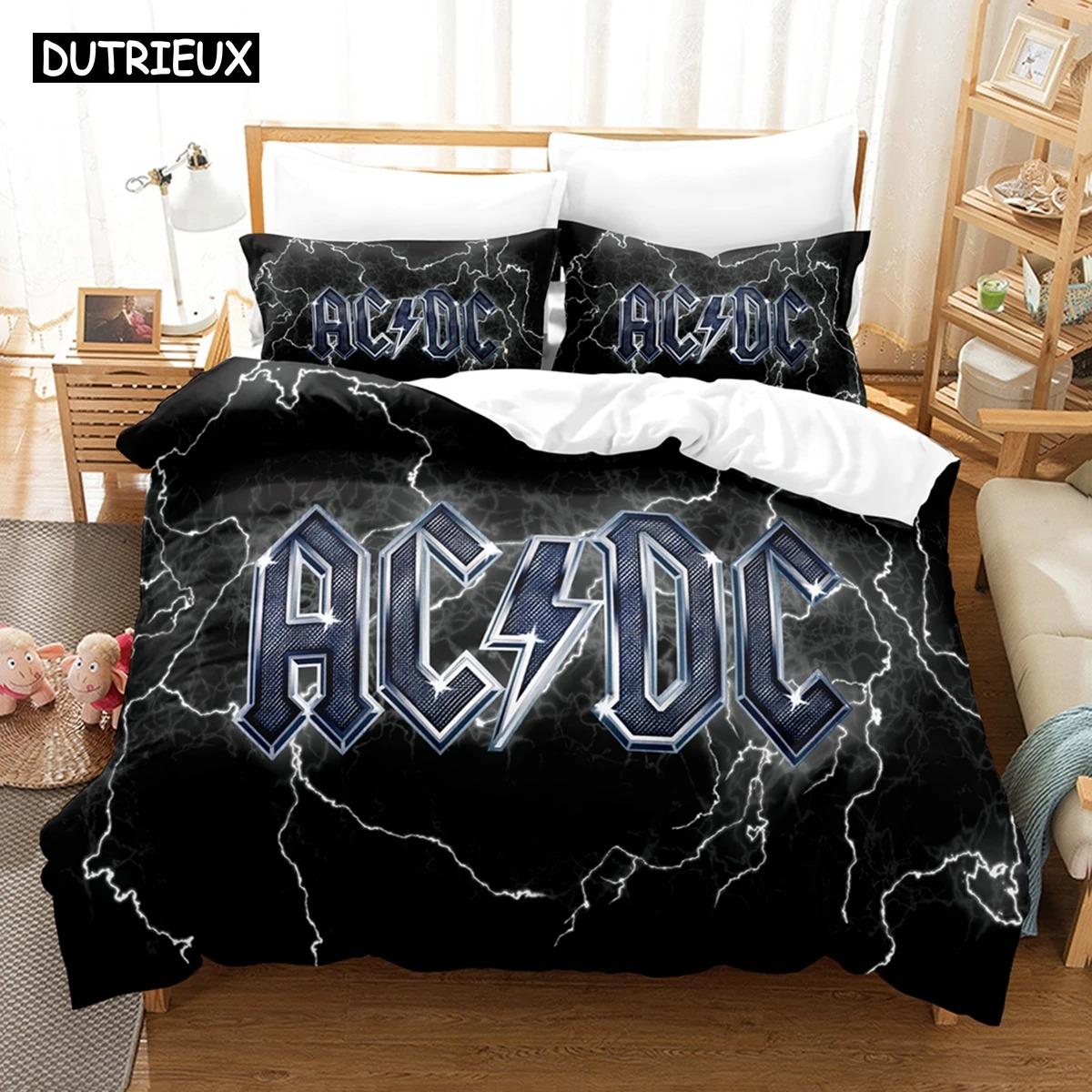 3D Ac/Dc Musik Bettwäsche-Sets Bettbezug-Set mit Kissenbezug Twin Full Queen King Bettwäsche Bettwäsche EU King 240x220cm