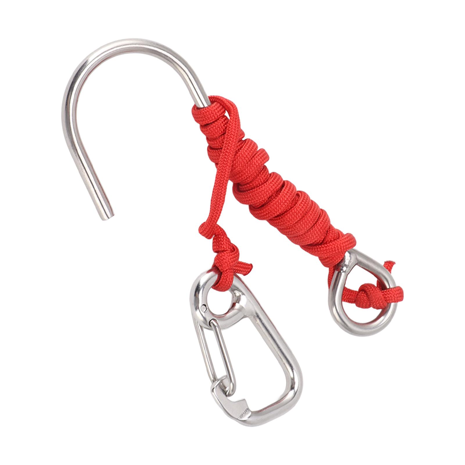 Tauchen Edelstahl Einzelhaken Tauchen Riffhaken mit Lanyard Schnellverschluss Schnalle Rot rot