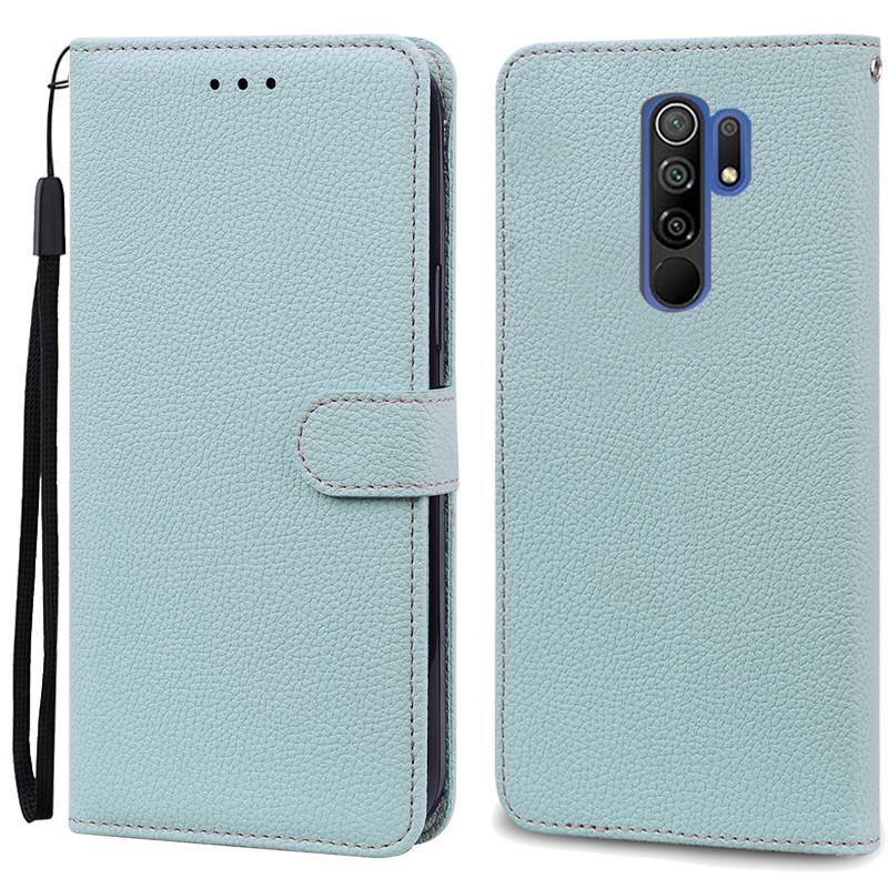 Für Redmi 9 Hülle Weiche Silikon Brieftasche Hülle Telefonhülle Für Xiaomi Redmi 9 Hülle Redmi9 Leder Flip Case Coque Fundas Shell For Redmi 9 hellblaue