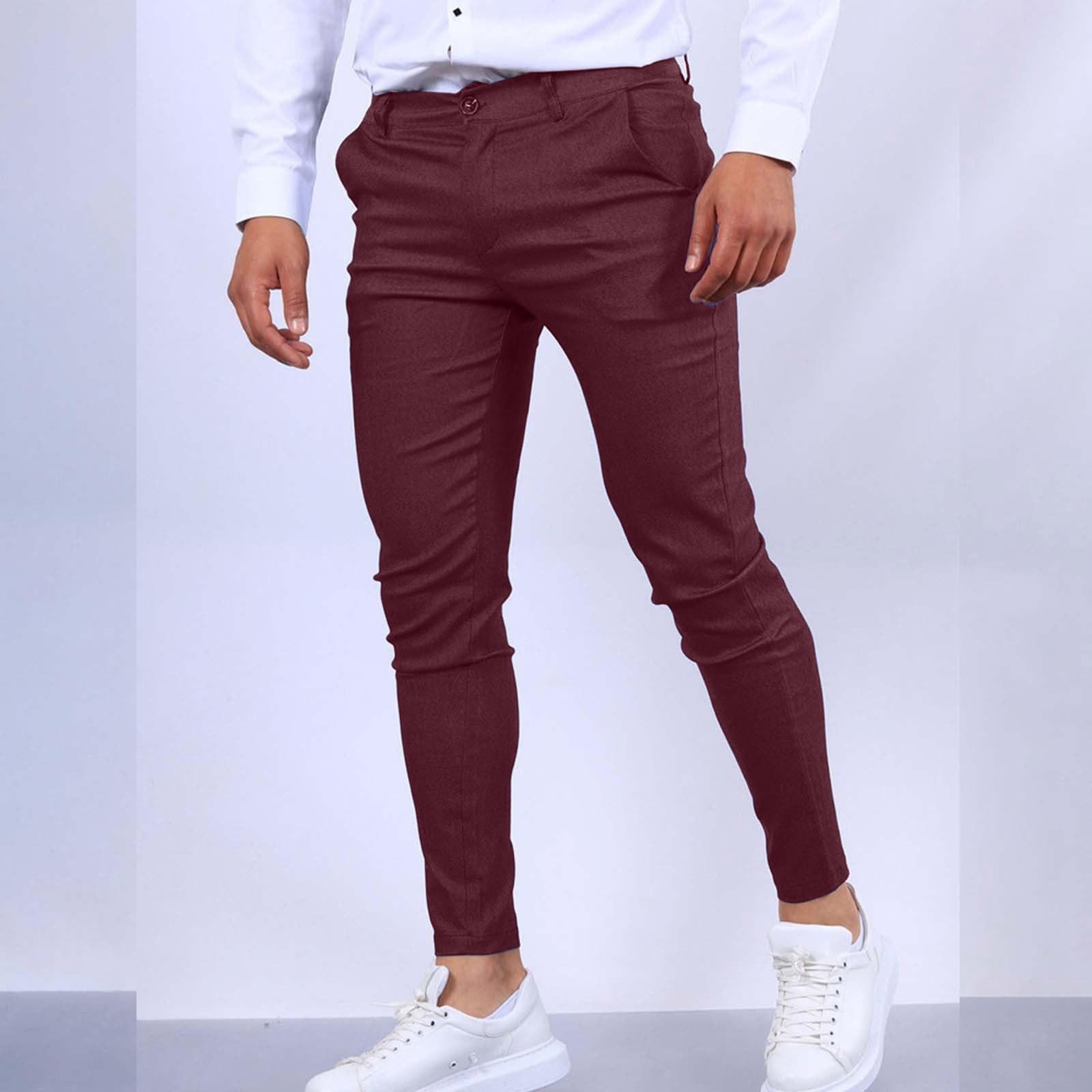 Herren Cargo Hose Hose Lässig Jogger Anzughoser Mit Hose Slim Hose XXL weinrot