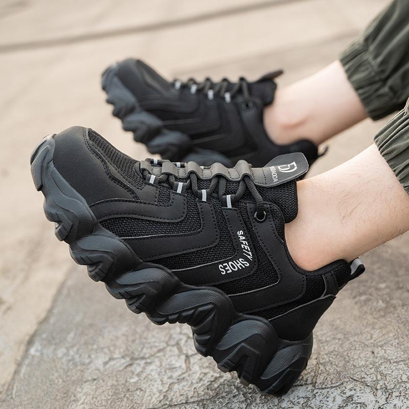 Neue Stahlkappen-Arbeitsschutzschuhe für Herren und Damen, bruchsicher, durchstichfest, Sicherheitsschuhe, atmungsaktiv, abriebfest, Arbeitsschuhe D271 48 schwarz