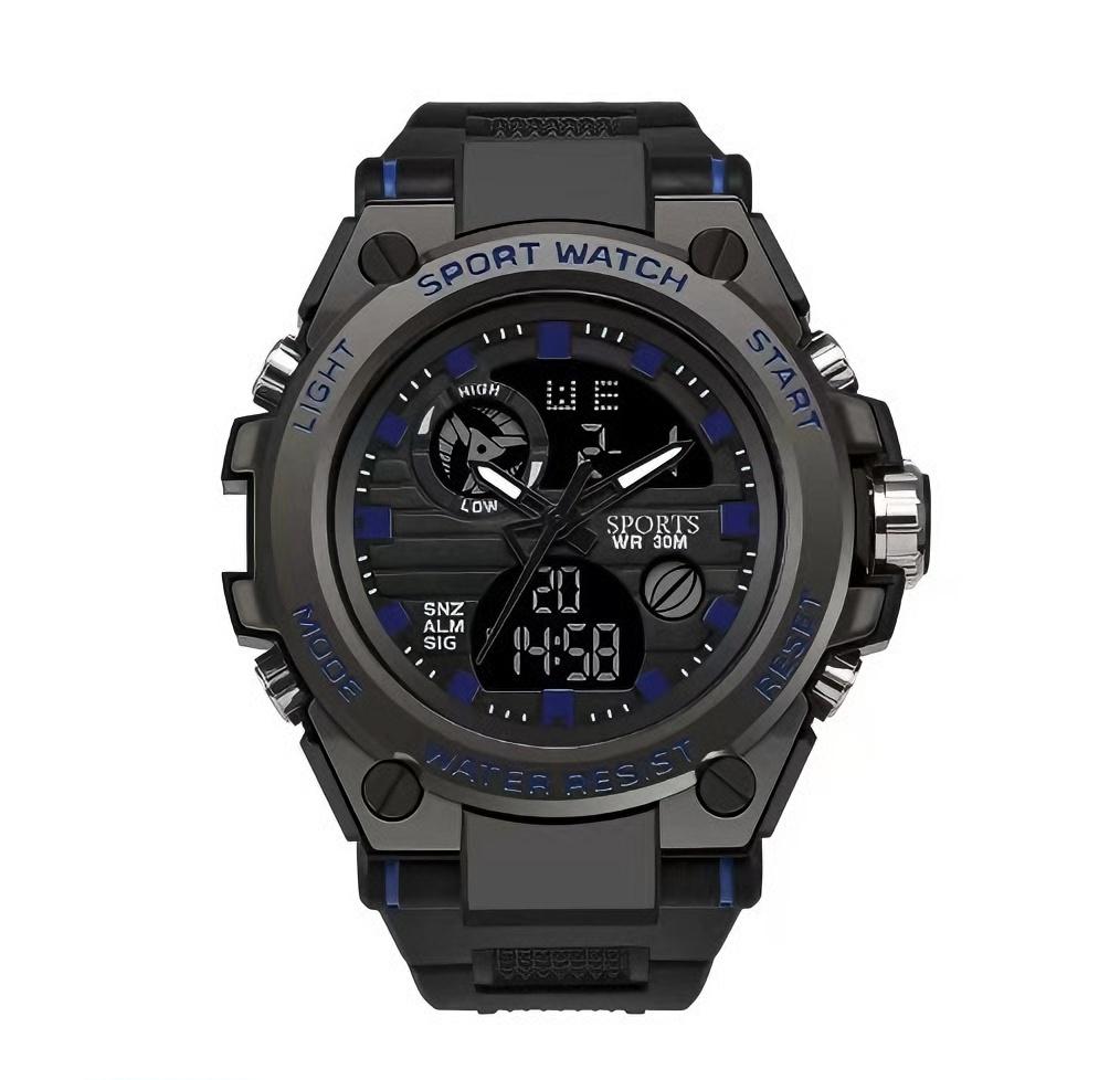 Neue Sport Relogio herren Uhr Wasserdicht Military herren Uhren Multifunktionale Mit Dual Display Leucht schwarz/blau