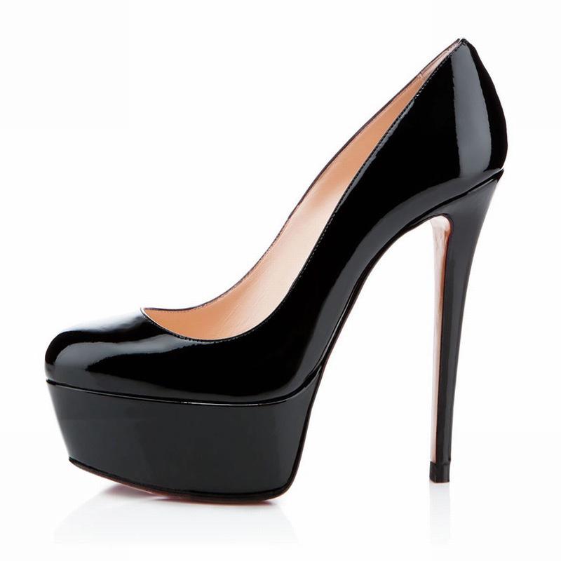 Crossdresser Unisex Herren Hot Drag Queen Sexy Runde Zehen Elegante Bogenplattform Hight Heel Flache Schuhe Heels Pump Nachtclub SM Gay Newhalf 42 schwarz