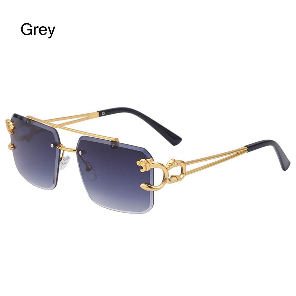 Mode Retro Geparden Dekoration Sonnenbrille für Damen Herren Metall Steampunk Sonnenbrille Sommer UV400 Shades Trendige Randlose Brillen