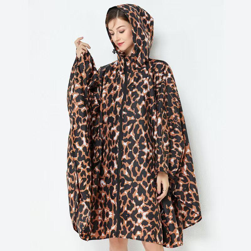 Mode Große Größe Frauen Leopard Regenmantel Leichte Regen Mantel Poncho Damen Wasserdicht Mantel Regenmäntel Erwachsene Winddicht Regenbekleidung