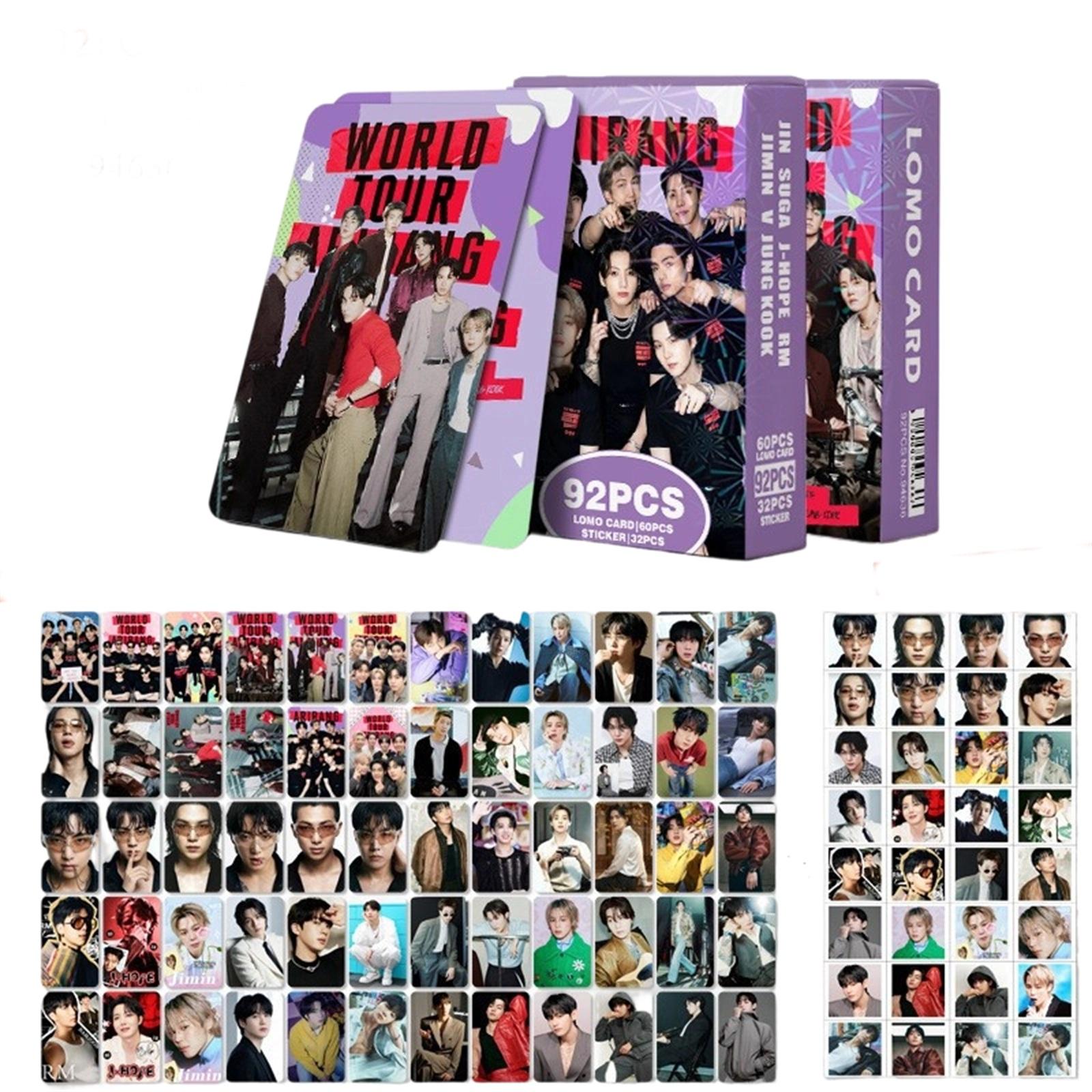 92 Stück Kpop Foto Karten Sammlung Set LOMO Karten Sticker Pack für Fans Album Dekoration Scrapbooking Geschenk Welttournee Design One Size black