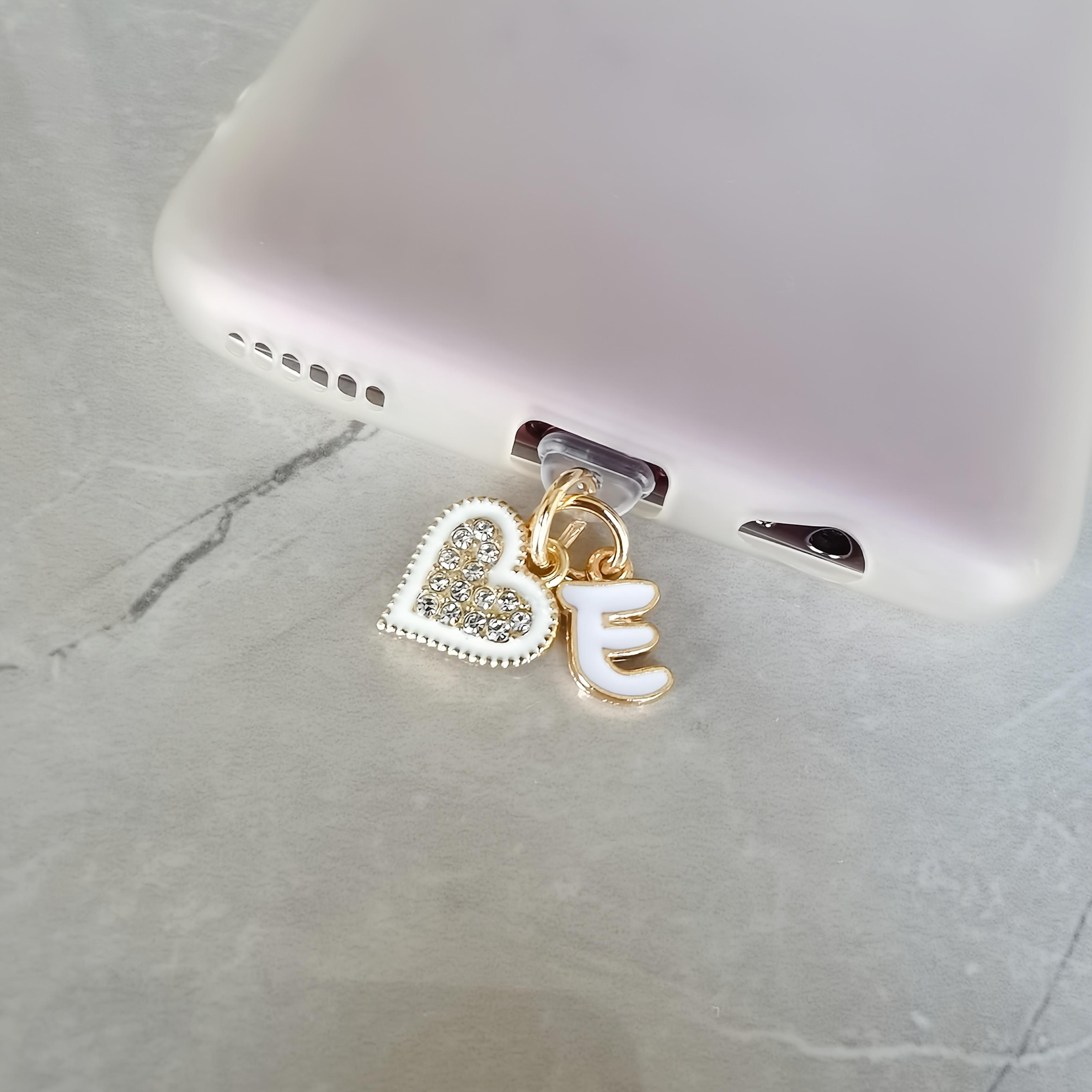 Leichter Luxus Funkelnder Diamant Buchstaben Herz Handy Staubschutzstecker Schnittstellenschutz Dekorative Hängeornament For iPhone5-14