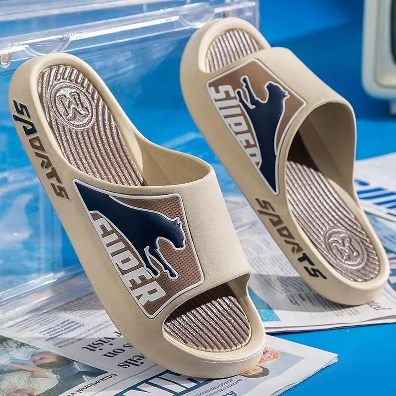 Neue Hausschuhe Herren Sommer Sport Outdoor Rutschfeste Paare Home Badezimmer Sandalen und Sport Hausschuhe Herren Flip Flop Slipper 40-41 khaki