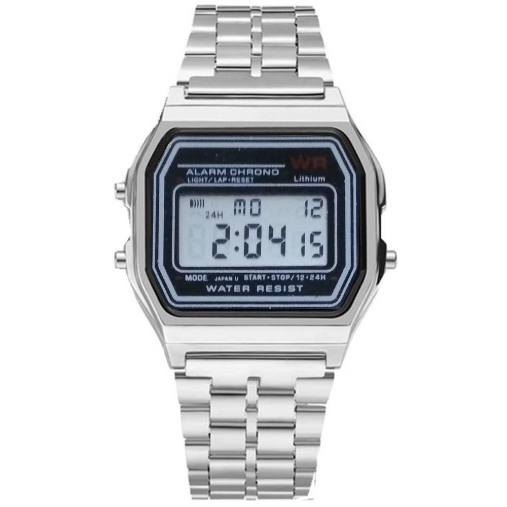 LED Digital Wasserdicht Quarz Armbanduhr Kleid Goldene Armbanduhr Damen Herren one size silber