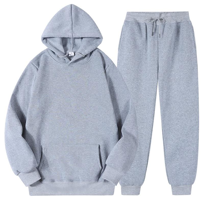 Männer Frauen Trainingsanzug Hoodies Casual Einfarbig Langarm Pullover + Hosen Anzug Fleece Mit Kapuze Sportswear Anzug Zwei Stück Sets M