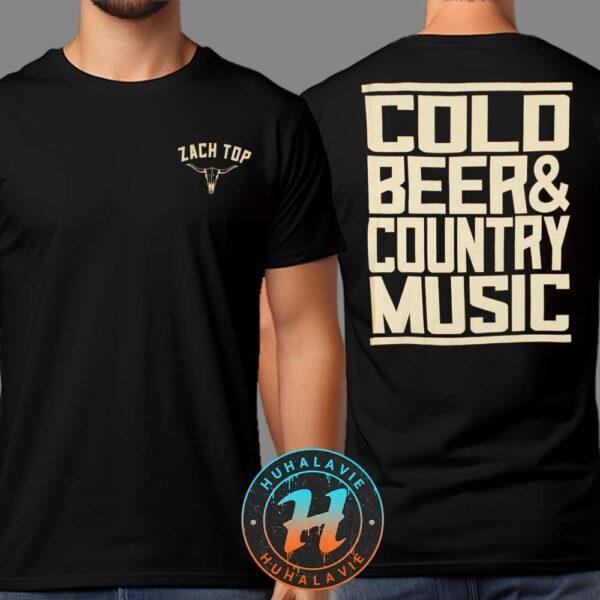 Zach Top Kalte Bier und Country Musik Tour 2025 Merch T-Shirt Zweiseitiger Druck Unisex Unisex T-Shirt M beige