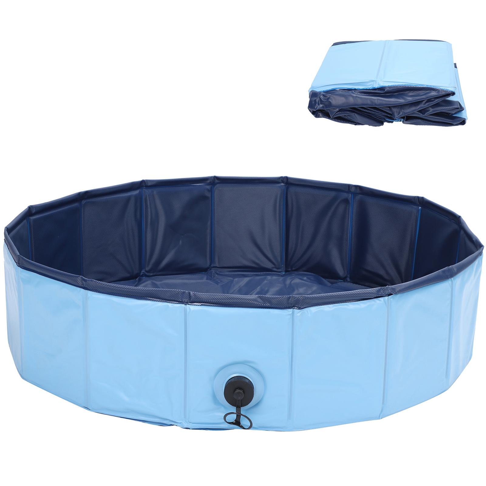 Haustier-PVC-Auslaufsichere Badewanne Faltbare Dusche Wasserbecken Badewanne Versorgung für Katzen und HundeM Blau M blau