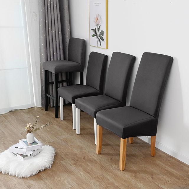 Einfarbige Spandex-Stuhlhussen, Stretch-Stuhlhussen für Esszimmer, Küche, Hochzeit, Büro, Hotel, Polyesterstoff L(60-70cm) graue