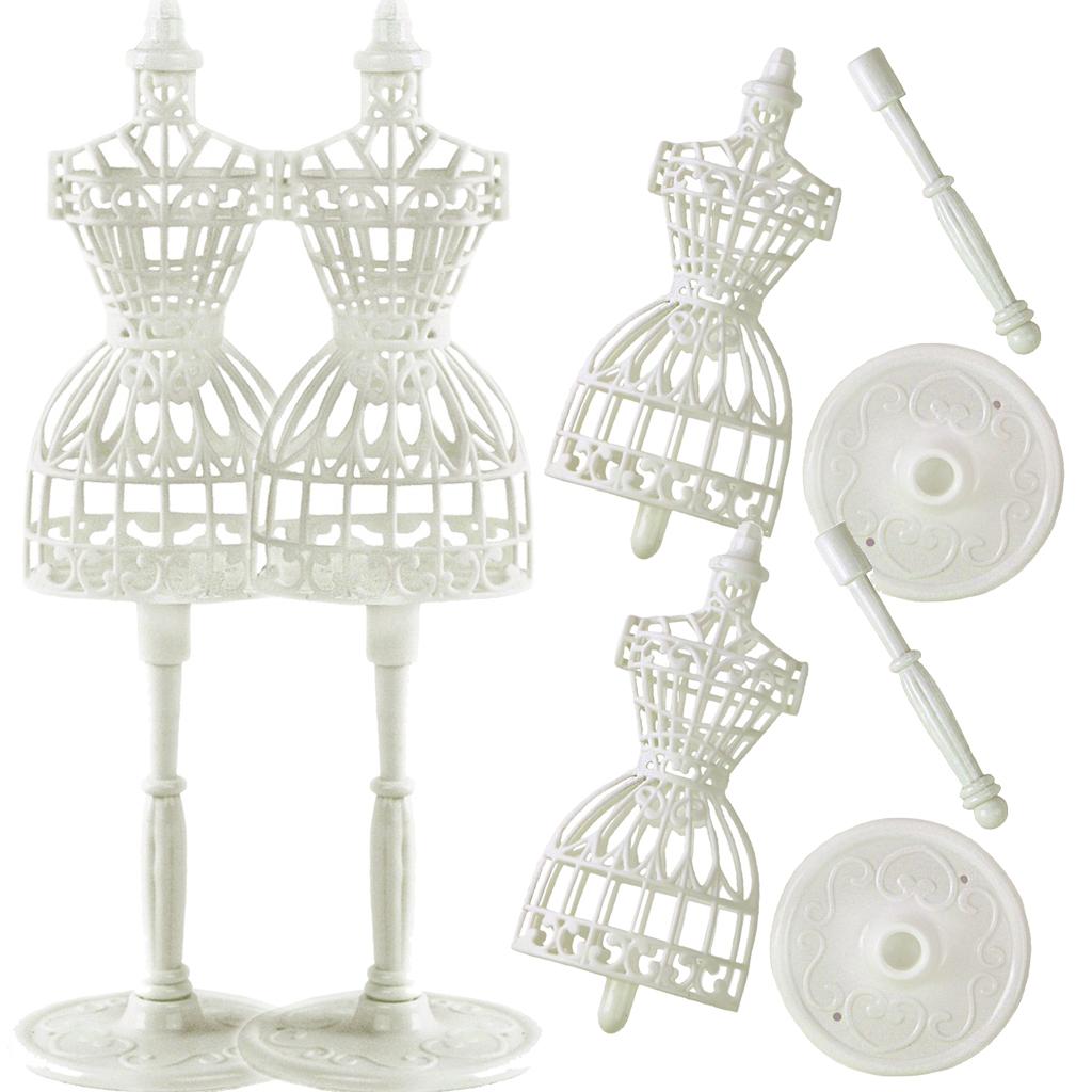 2 Sets 1/6 Puppenkleidung Schaufensterpuppe Puppenzubehör für Barbie Kleidung Kleid Halter Puppenhaus Möbel Spielzeug weiß